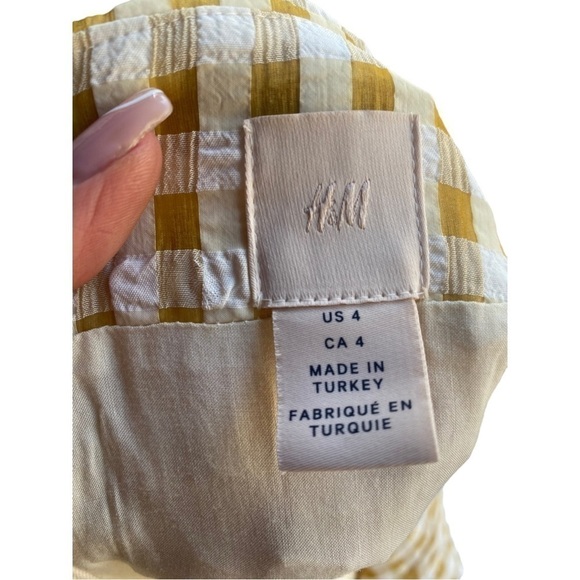 H&M | Women's Gold & White Gingham | Pleated | Layered | Mini Skirt | Size:4 - Picture 8 of 13